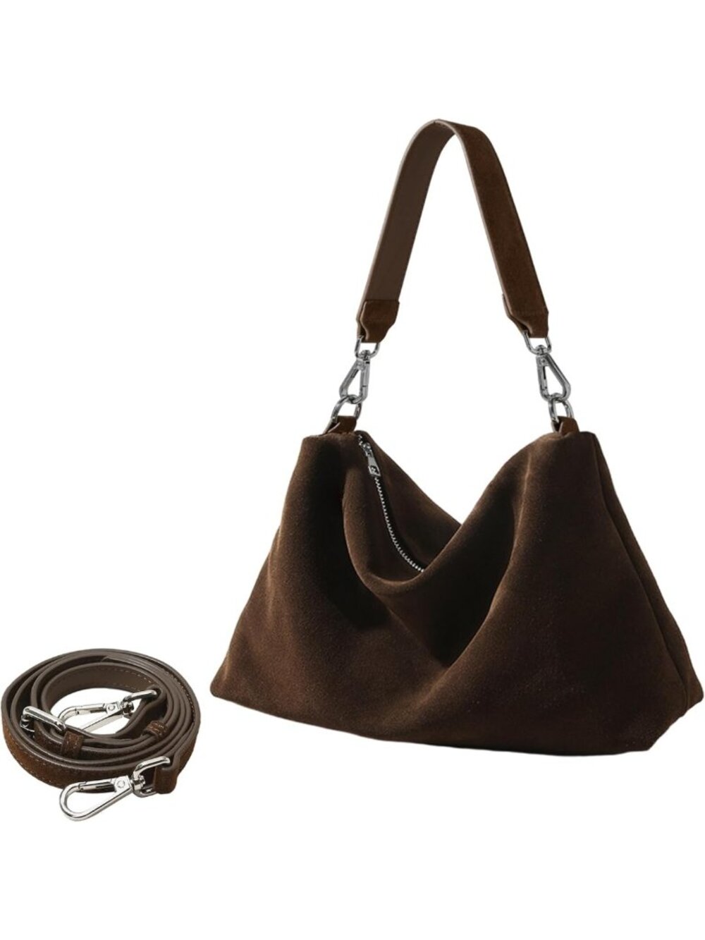 Vintage Suede Tote Bag for Women | Slouchy Hobo Purse | Stylish Crossbody